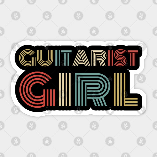 Guitarist girl retro vintage design . Perfect present for mother dad friend him or her Sticker by SerenityByAlex